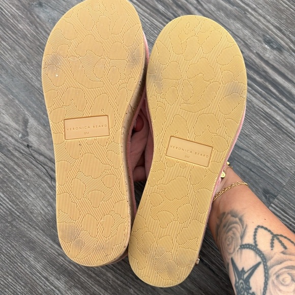 Veronica Beard Cork Platform Wedge Flip Flop Sandal in Pink Suede - Picture 5 of 5